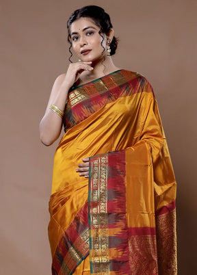 Yellow Kanjivaram Pure Silk Saree With Blouse Piece - Indian Silk House Agencies