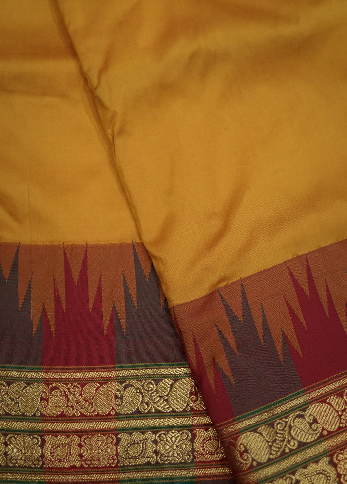 Yellow Kanjivaram Pure Silk Saree With Blouse Piece - Indian Silk House Agencies