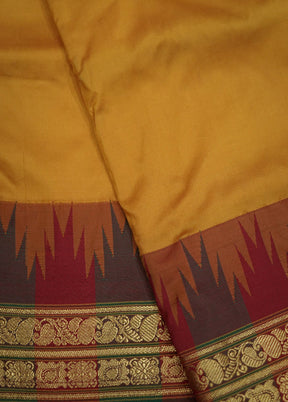 Yellow Kanjivaram Pure Silk Saree With Blouse Piece - Indian Silk House Agencies