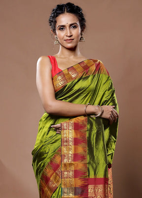 Green Kanjivaram Pure Silk Saree With Blouse Piece - Indian Silk House Agencies