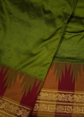 Green Kanjivaram Pure Silk Saree With Blouse Piece - Indian Silk House Agencies