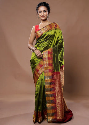 Green Kanjivaram Pure Silk Saree With Blouse Piece - Indian Silk House Agencies