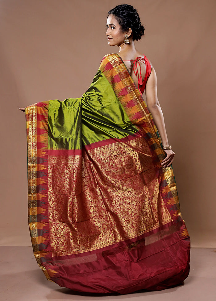 Green Kanjivaram Pure Silk Saree With Blouse Piece - Indian Silk House Agencies