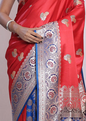 Red Banarasi Silk Saree With Blouse Piece - Indian Silk House Agencies