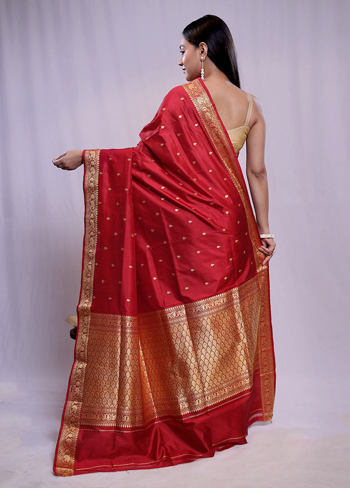 Red Katan Pure Silk Saree With Blouse Piece - Indian Silk House Agencies