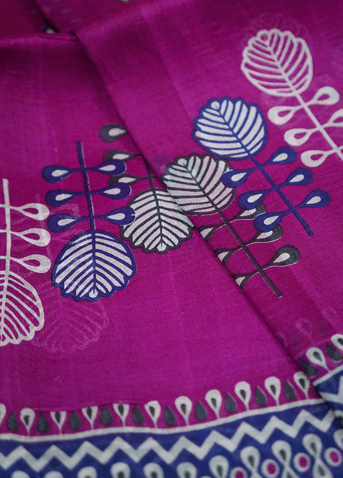 Pink Printed Pure Silk Saree With Blouse Piece - Indian Silk House Agencies