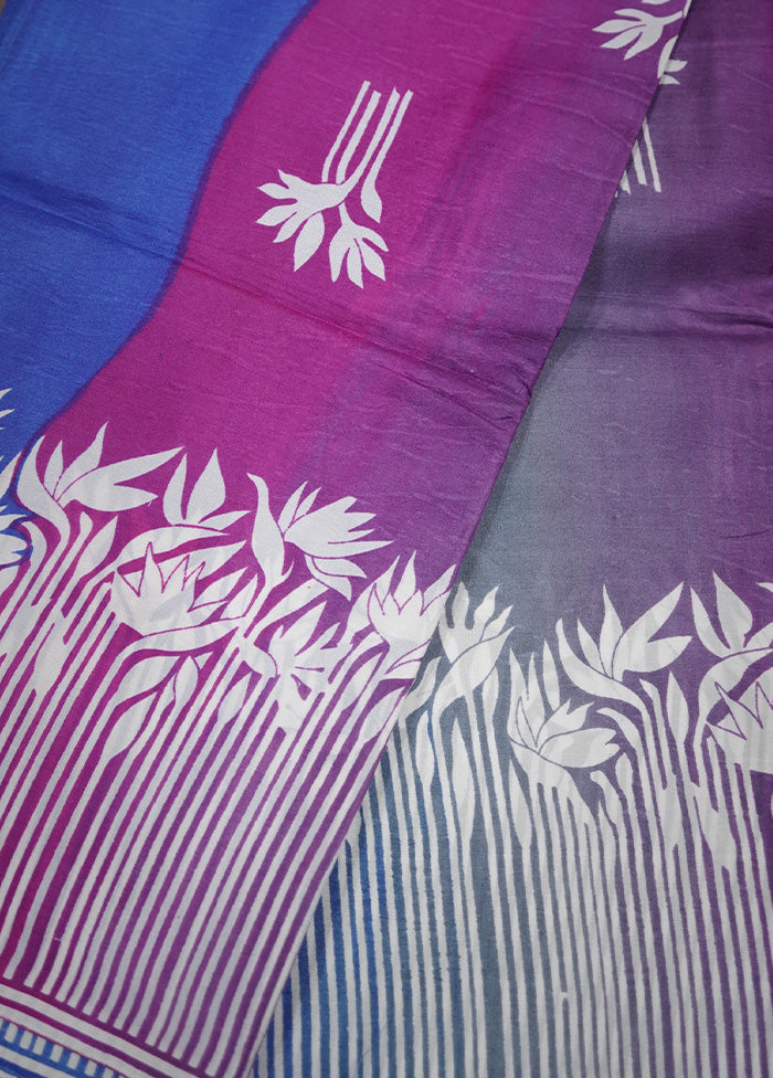 Multicolor Printed Pure Silk Saree With Blouse Piece - Indian Silk House Agencies