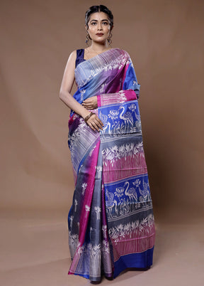 Multicolor Printed Pure Silk Saree With Blouse Piece - Indian Silk House Agencies