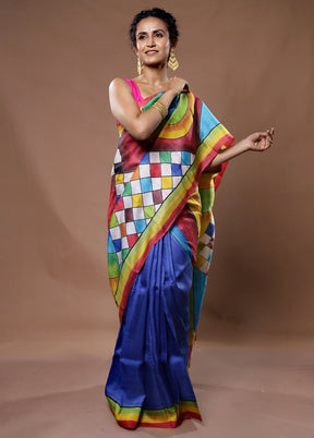 Cream Printed Pure Silk Saree With Blouse Piece - Indian Silk House Agencies