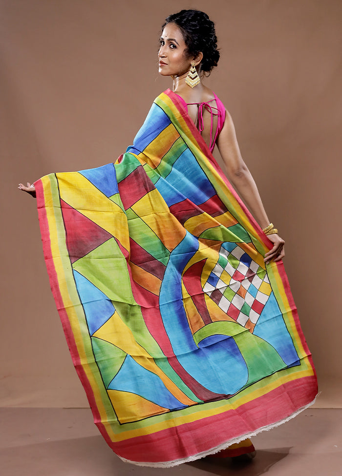 Cream Printed Pure Silk Saree With Blouse Piece - Indian Silk House Agencies