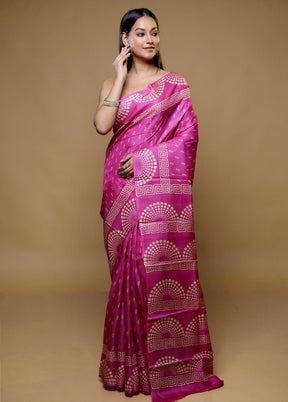 Pink Tussar Silk Saree With Blouse Piece