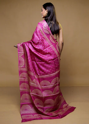 Pink Tussar Silk Saree With Blouse Piece