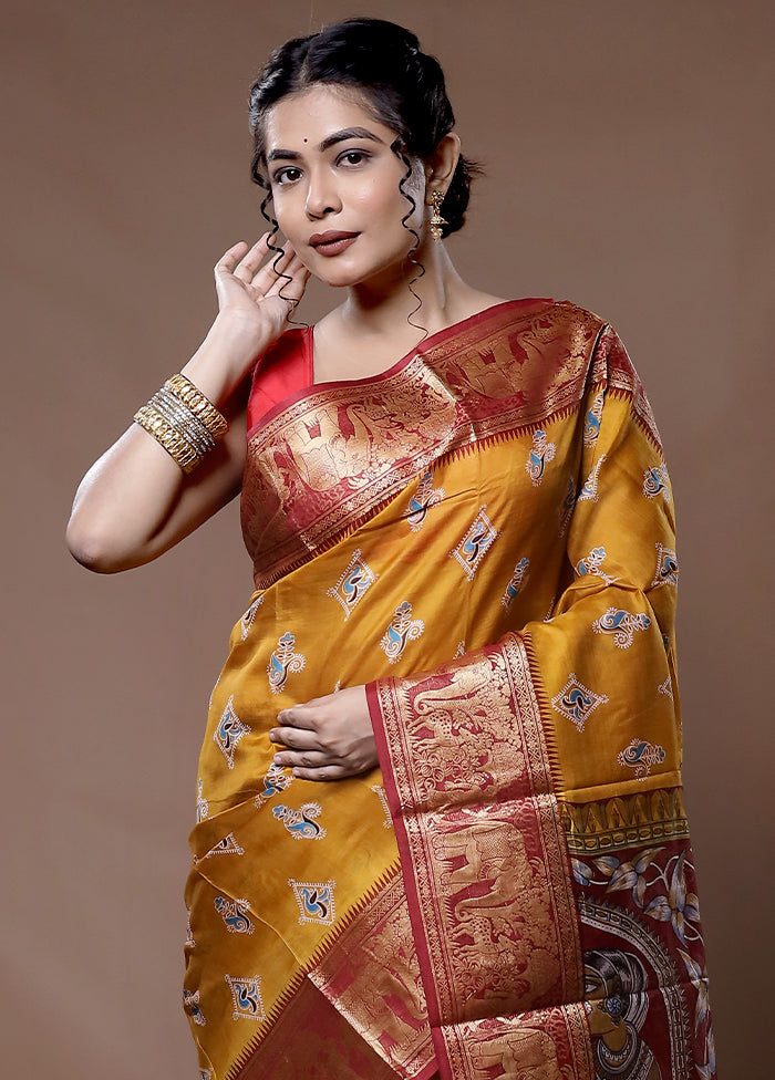 Blue Printed Pure Silk Saree With Blouse Piece - Indian Silk House Agencies