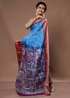 Purple Printed Pure Silk Saree With Blouse Piece - Indian Silk House Agencies