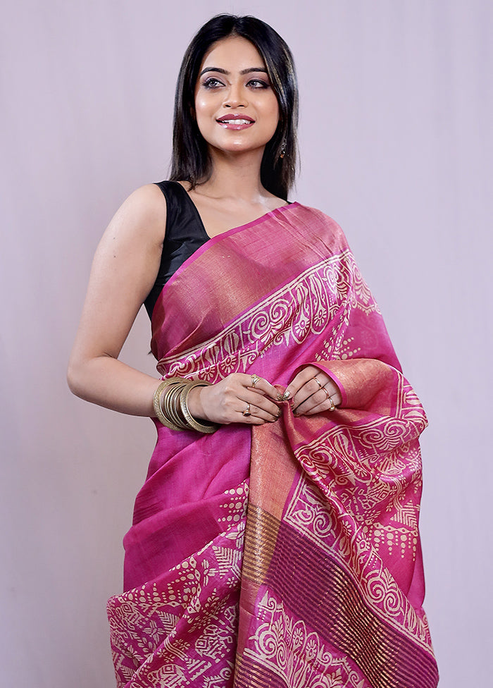 Purple Tussar Silk Saree With Blouse Piece - Indian Silk House Agencies