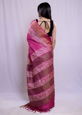 Purple Tussar Silk Saree With Blouse Piece - Indian Silk House Agencies