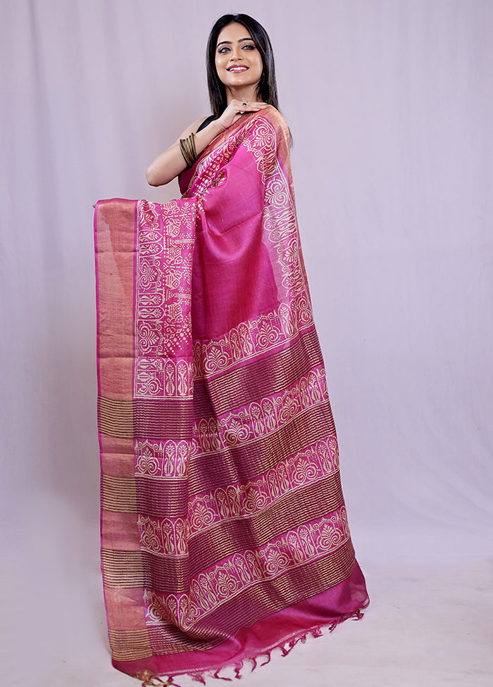 Purple Tussar Silk Saree With Blouse Piece - Indian Silk House Agencies