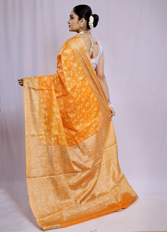 Yellow Tussar Silk Saree With Blouse Piece - Indian Silk House Agencies