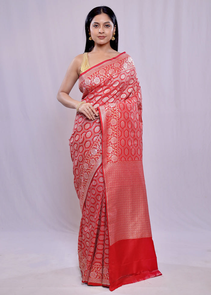 Red Uppada Silk Saree With Blouse Piece - Indian Silk House Agencies