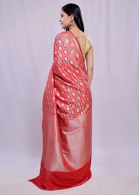 Red Uppada Silk Saree With Blouse Piece - Indian Silk House Agencies