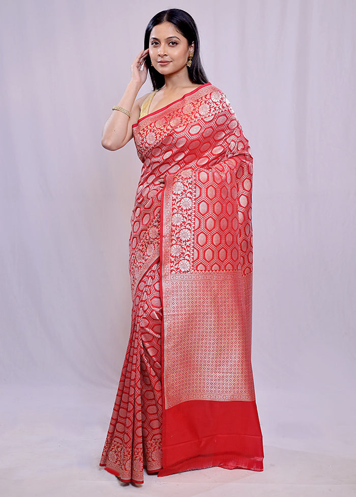 Red Uppada Silk Saree With Blouse Piece - Indian Silk House Agencies