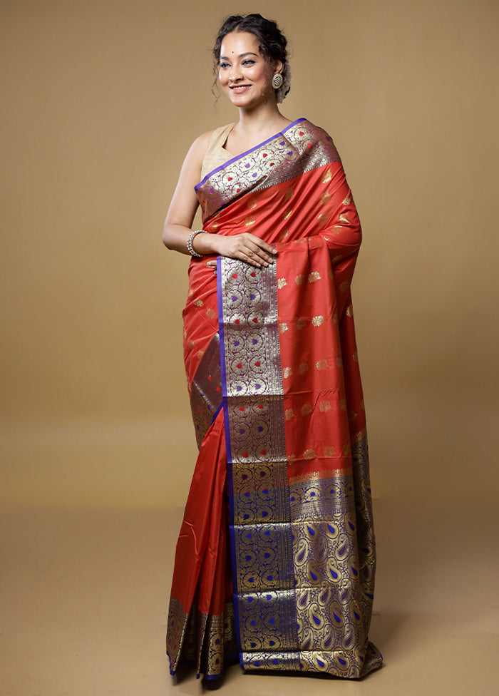 Red Kanjivaram Silk Saree With Blouse Piece