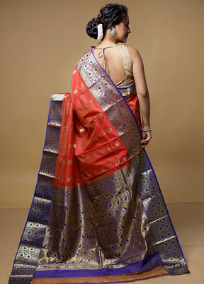 Red Kanjivaram Silk Saree With Blouse Piece