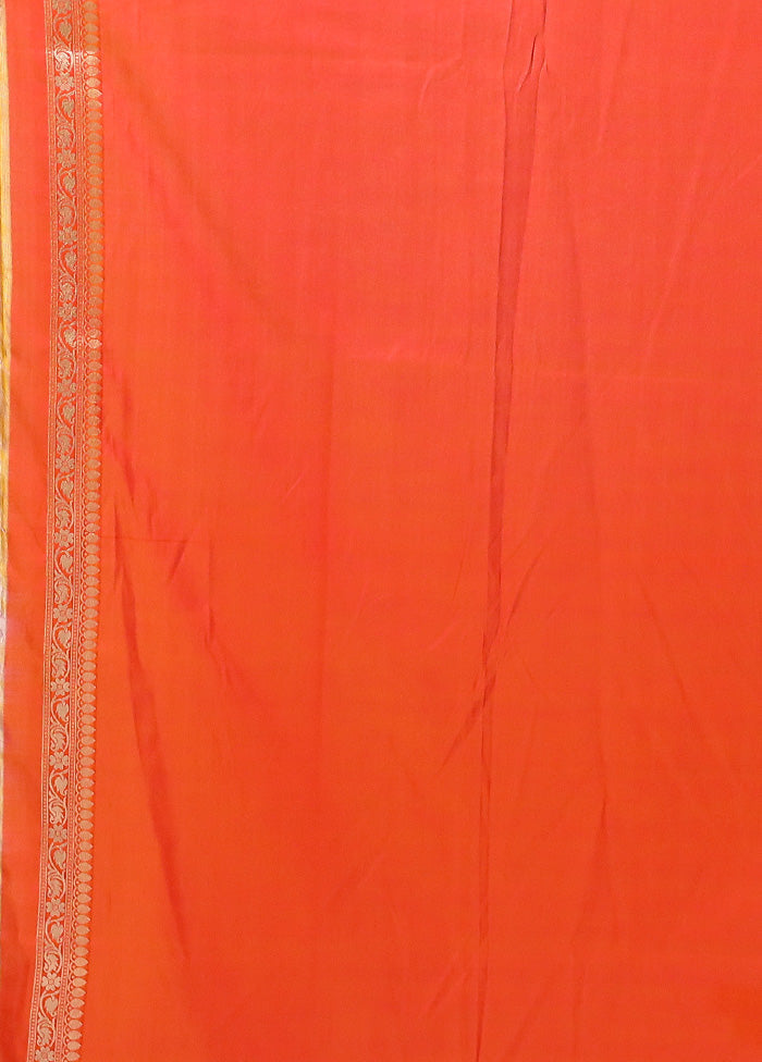 Orange Uppada Silk Saree With Blouse Piece