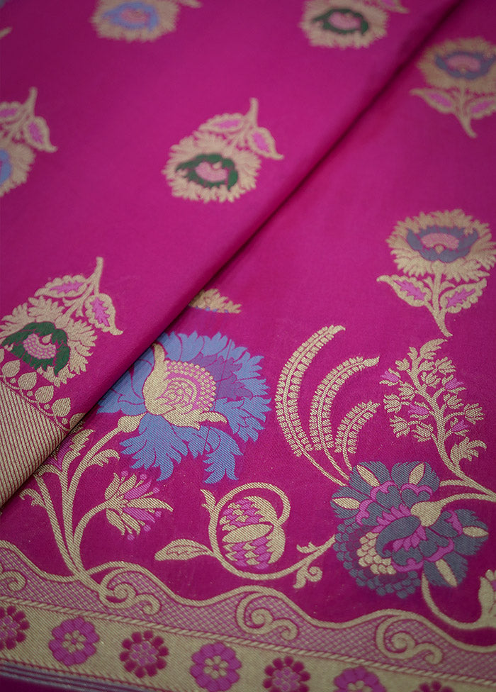 Pink Uppada Silk Saree With Blouse Piece - Indian Silk House Agencies