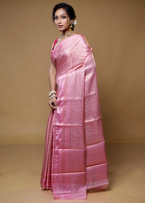 Pink Dupion Silk Saree With Blouse Piece