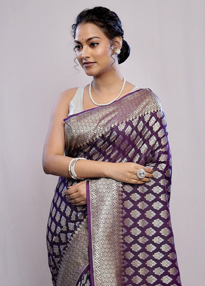 Purple Uppada Silk Saree With Blouse Piece - Indian Silk House Agencies