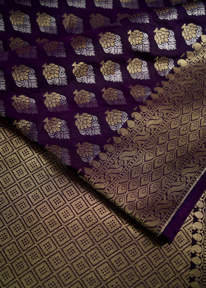 Purple Uppada Silk Saree With Blouse Piece - Indian Silk House Agencies