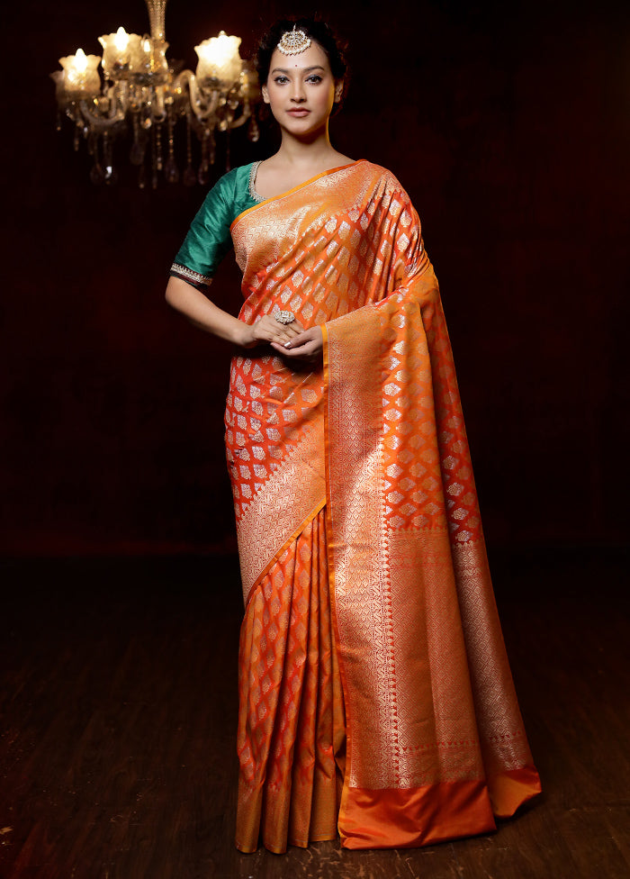 Rust Uppada Silk Saree With Blouse Piece