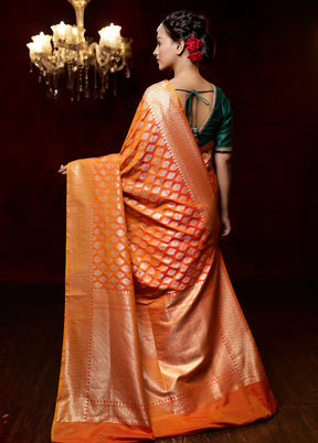 Rust Uppada Silk Saree With Blouse Piece