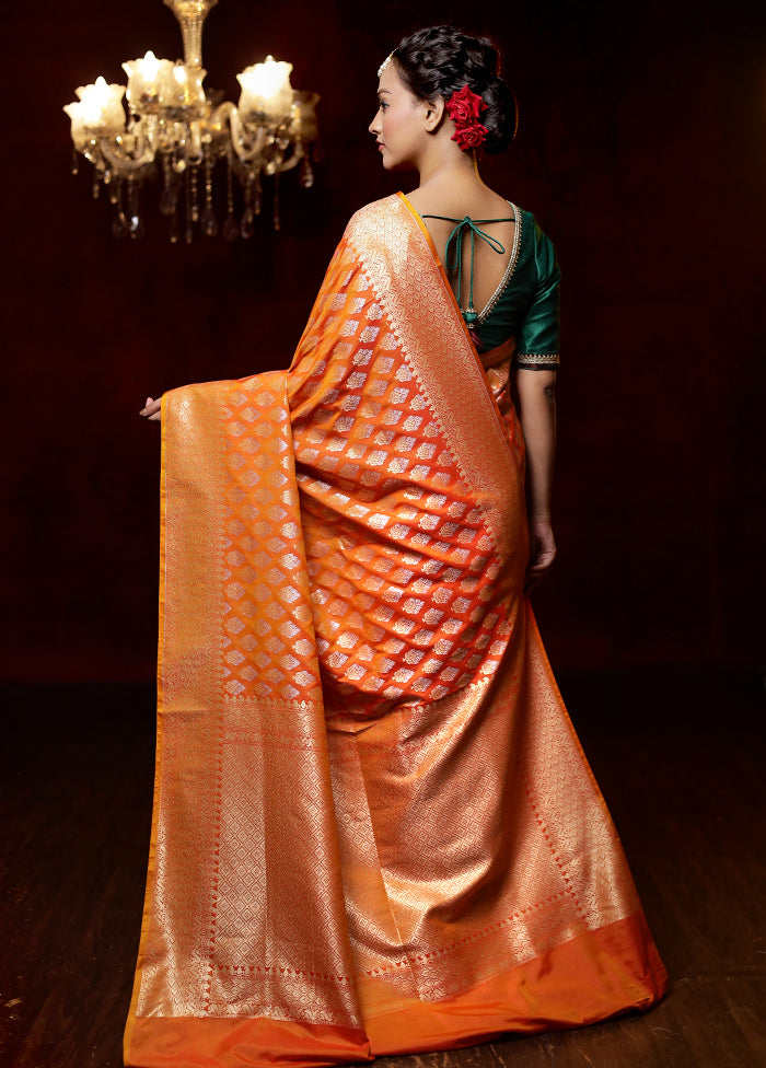 Rust Uppada Silk Saree With Blouse Piece