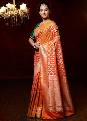 Rust Uppada Silk Saree With Blouse Piece