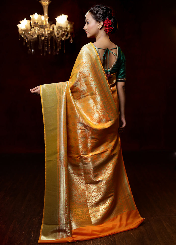 Yellow Uppada Silk Saree With Blouse Piece