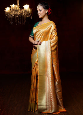 Yellow Uppada Silk Saree With Blouse Piece