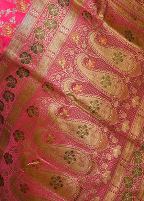 Pink Pure Banarasi Silk Saree With Blouse Piece - Indian Silk House Agencies