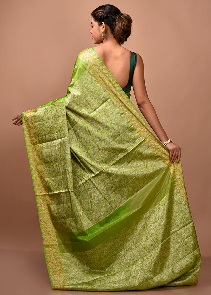 Green Tussar Silk Saree With Blouse Piece - Indian Silk House Agencies