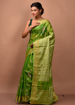 Green Tussar Silk Saree With Blouse Piece - Indian Silk House Agencies