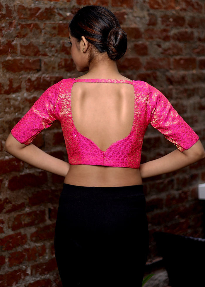 Pink Brocade Designer Blouse - Indian Silk House Agencies