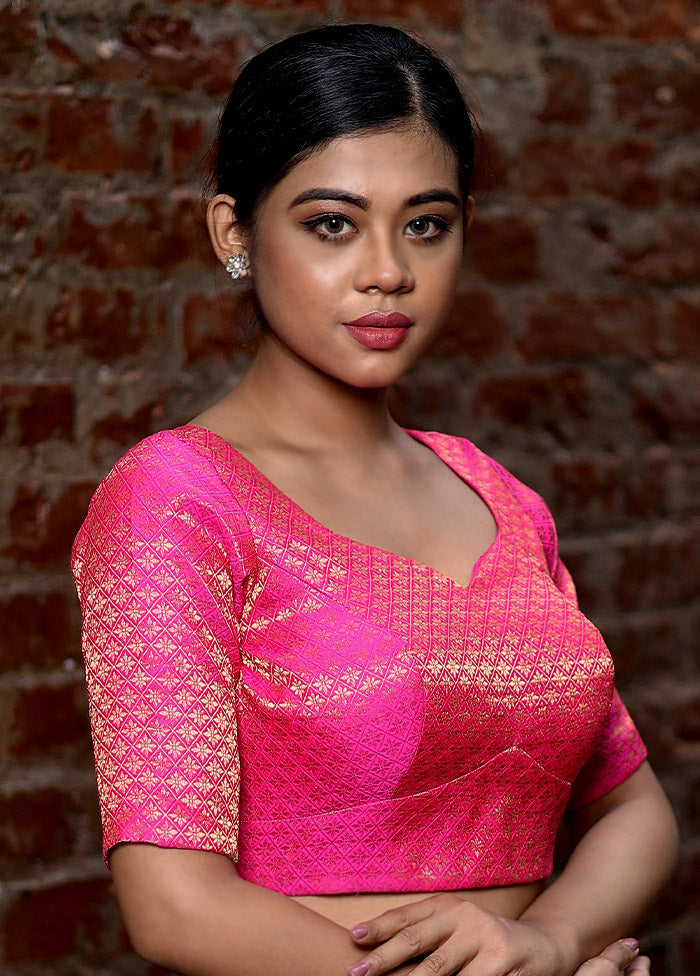 Pink Brocade Designer Blouse - Indian Silk House Agencies