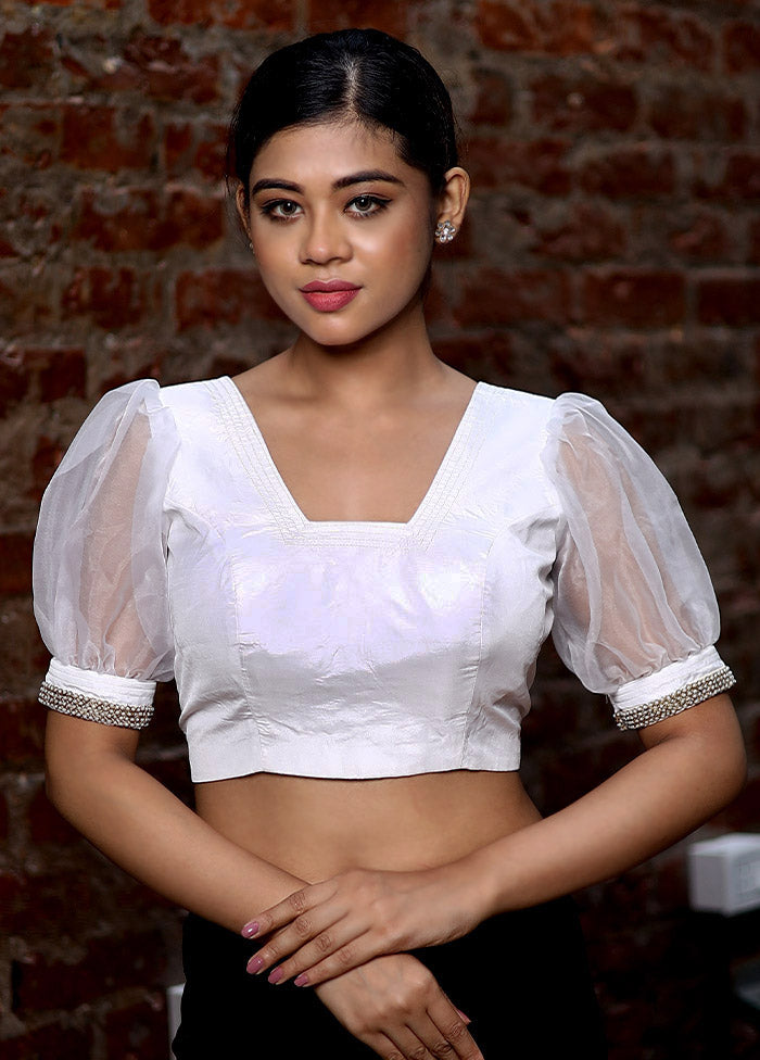 White Silk Designer Blouse - Indian Silk House Agencies