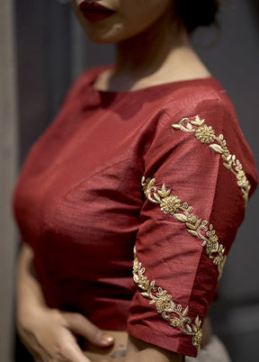 Maroon Dupion Silk Designer Blouse - Indian Silk House Agencies