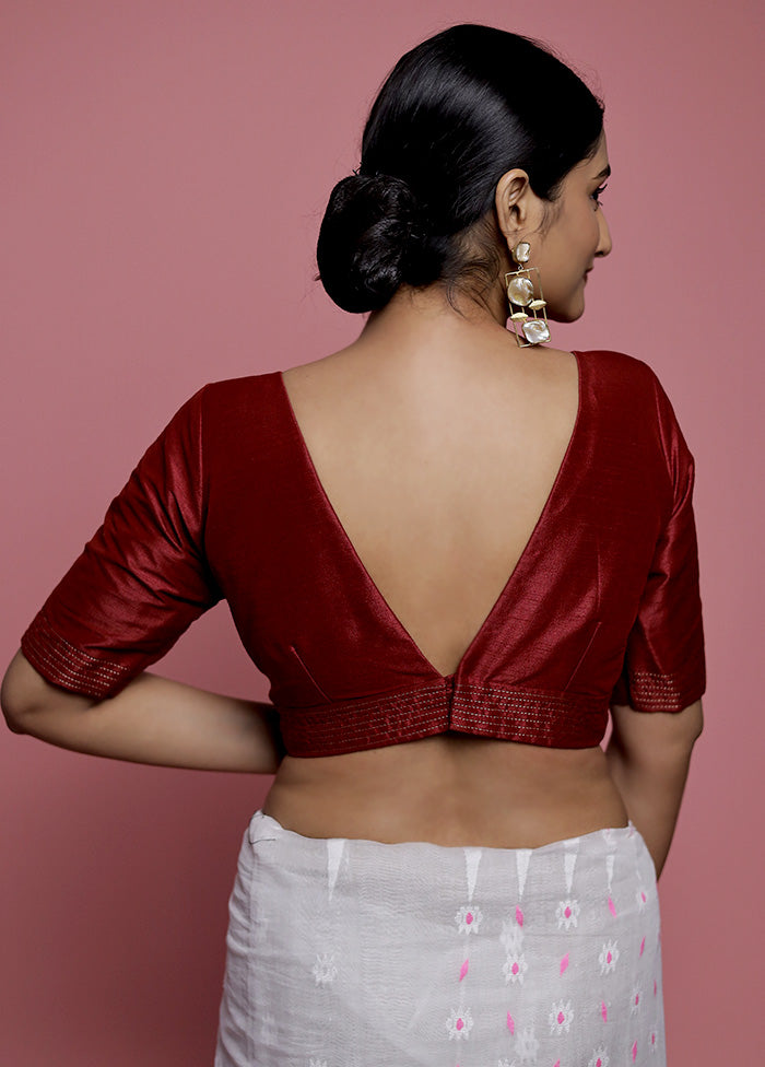 Maroon Dupion Silk Designer Blouse - Indian Silk House Agencies