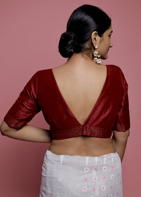 Maroon Dupion Silk Designer Blouse - Indian Silk House Agencies
