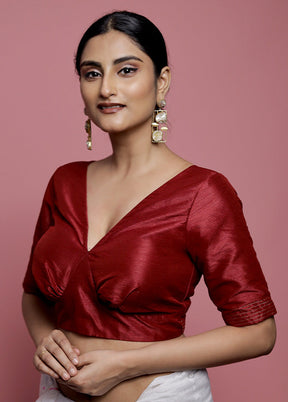 Maroon Dupion Silk Designer Blouse - Indian Silk House Agencies