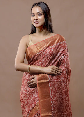 Pink Tussar Silk Saree With Blouse Piece - Indian Silk House Agencies