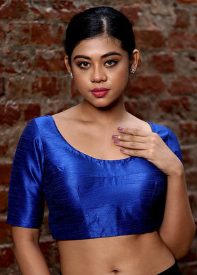 Blue Dupion Silk Designer Blouse - Indian Silk House Agencies